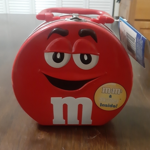 M&M Red Mini Tin Lunchbox With Handle NEW - Picture 1 of 11